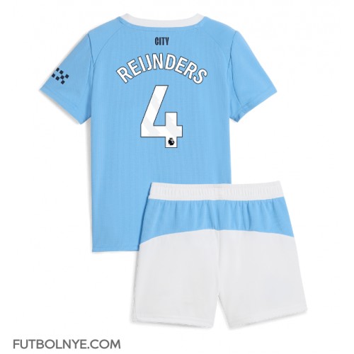 Camiseta Manchester City Tijjani Reijnders #4 Primera Equipación para niños 2025-26 manga corta (+ pantalones cortos)